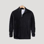 Men cable knit half-zip sweater