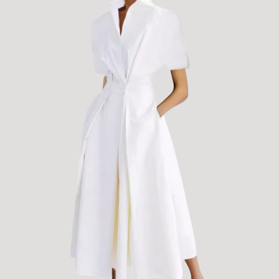 Women’s short sleeve collared shirt midi dress