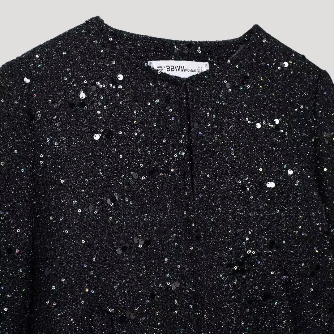 Women sequin cropped cardigan