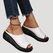 Women’s platform wedge mule open toe sandals