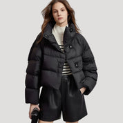 Women’s cropped puffer jacket quilted padded winter coat