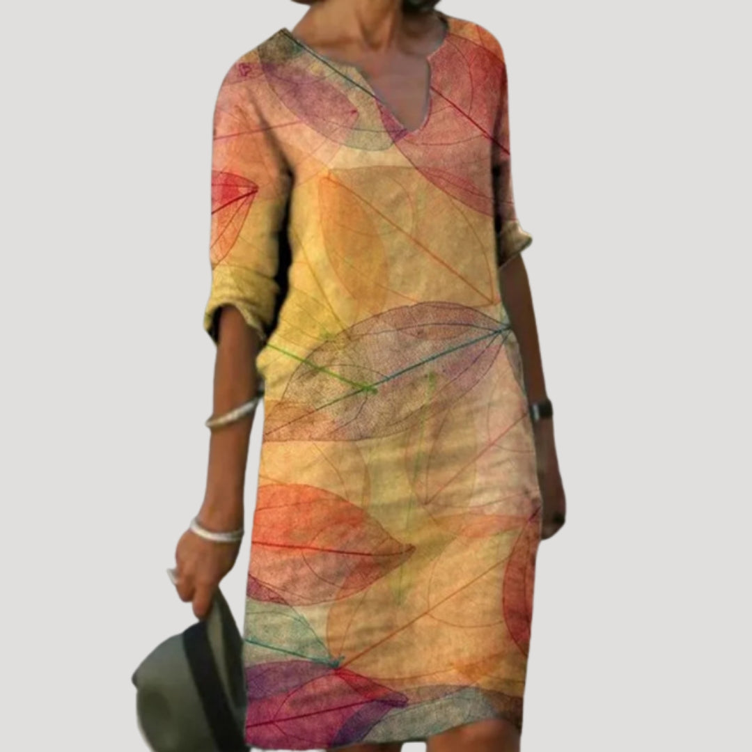 Women’s long sleeve printed tunic midi dress