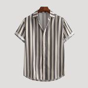 Men’s short sleeve striped patterned button shirt