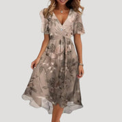 Women’s floral chiffon wrap midi dress