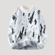 Abstract patterned knitted jumper