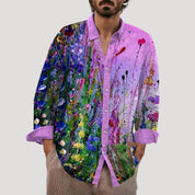 Men’s long sleeve floral printed casual shirt