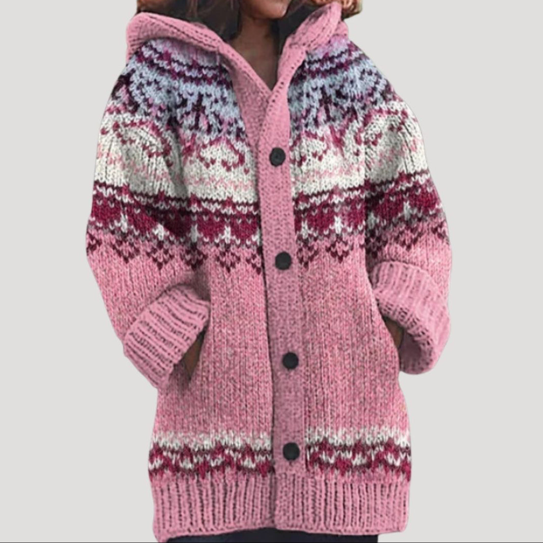 Women’s fair isle chunky knit patterned cardigan