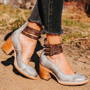 Women’s mid block heel closed toe shoes