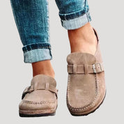 Women’s suede slip on loafers – wide fit flats