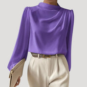 Women’s satin long sleeve high neck blouse