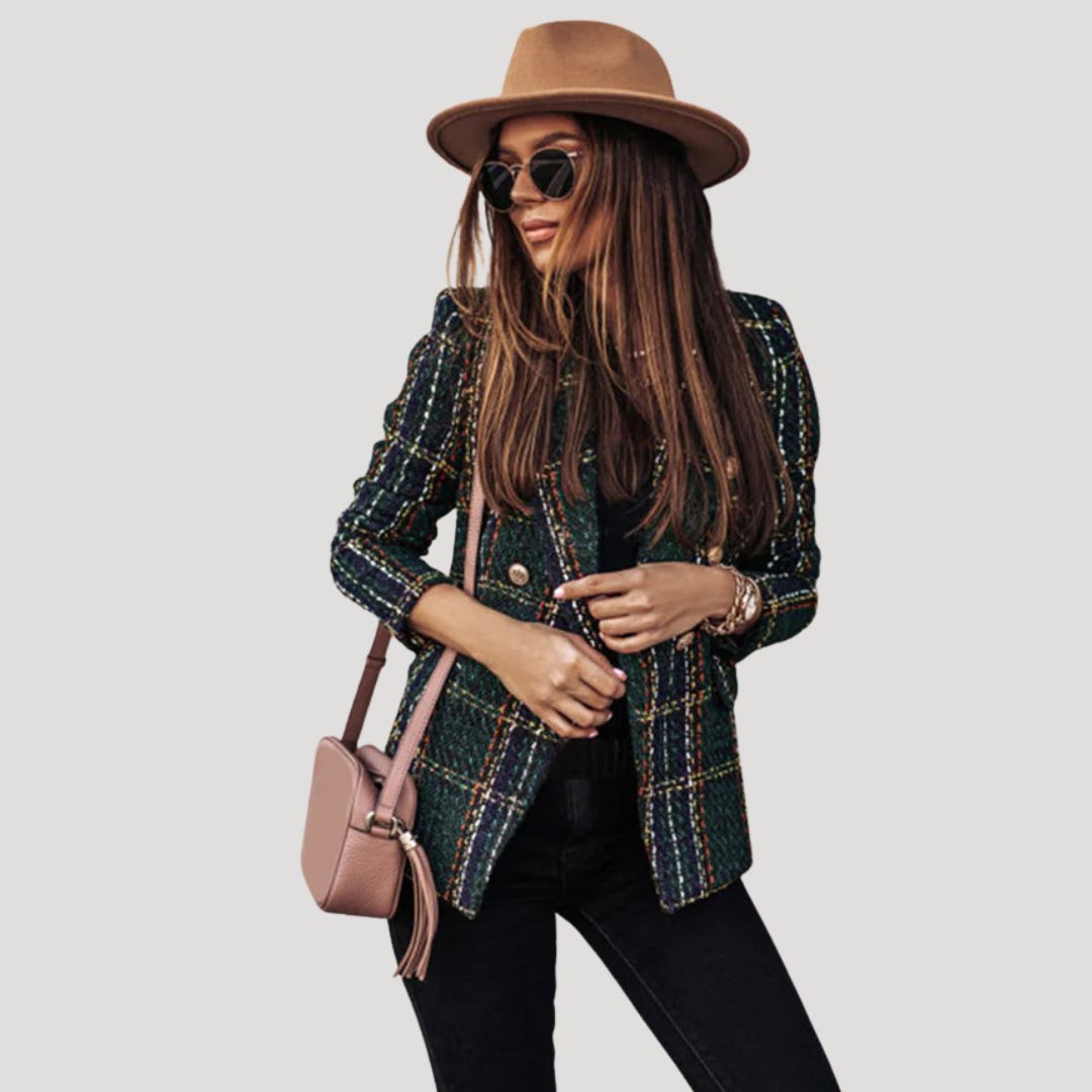 Women’s spring long sleeve double printed tailored blazer