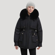 Fur-collar parka jacket