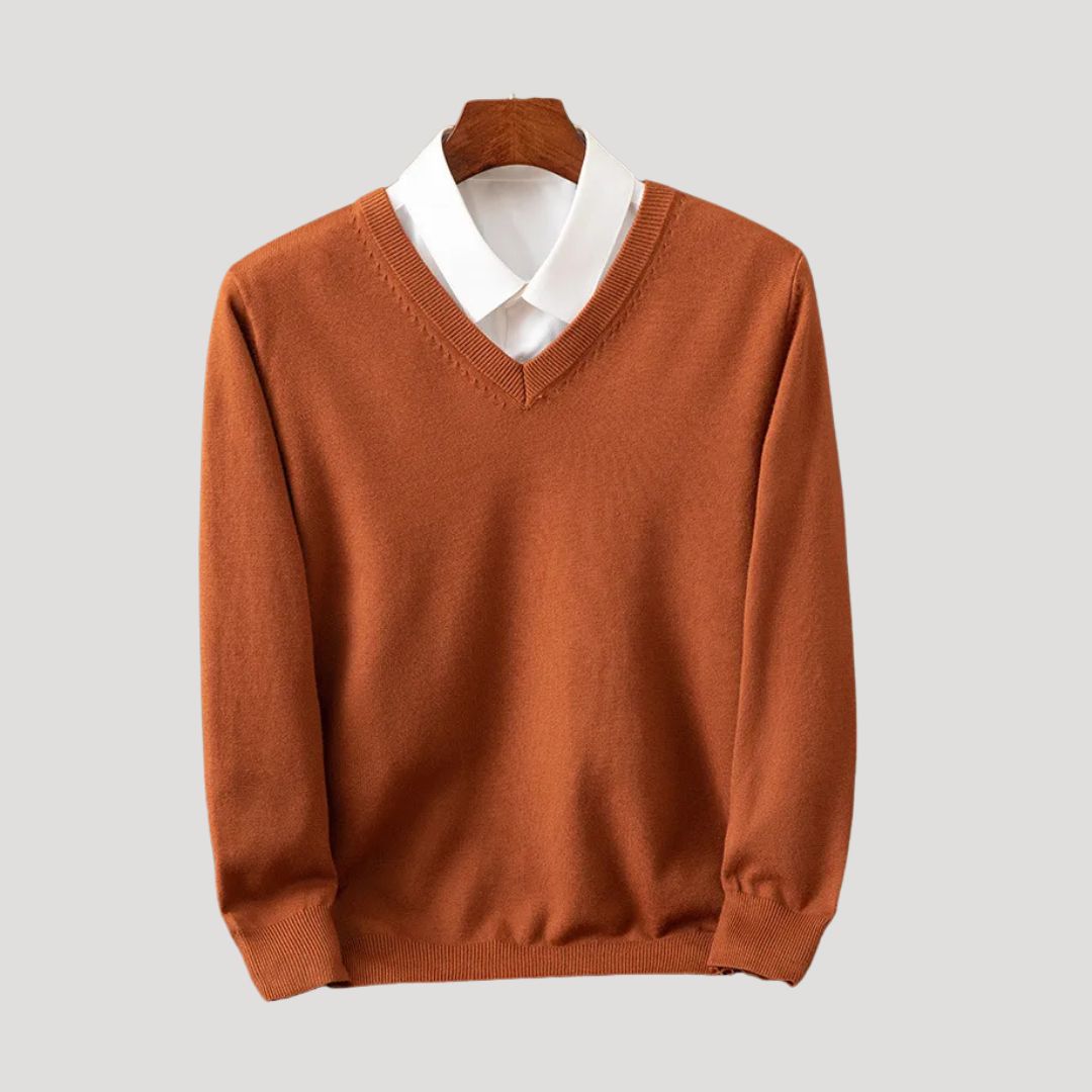 Men’s long sleeve polo sweater with shirt collar