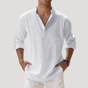 Men’s linen summer casual polo t shirt long sleeve