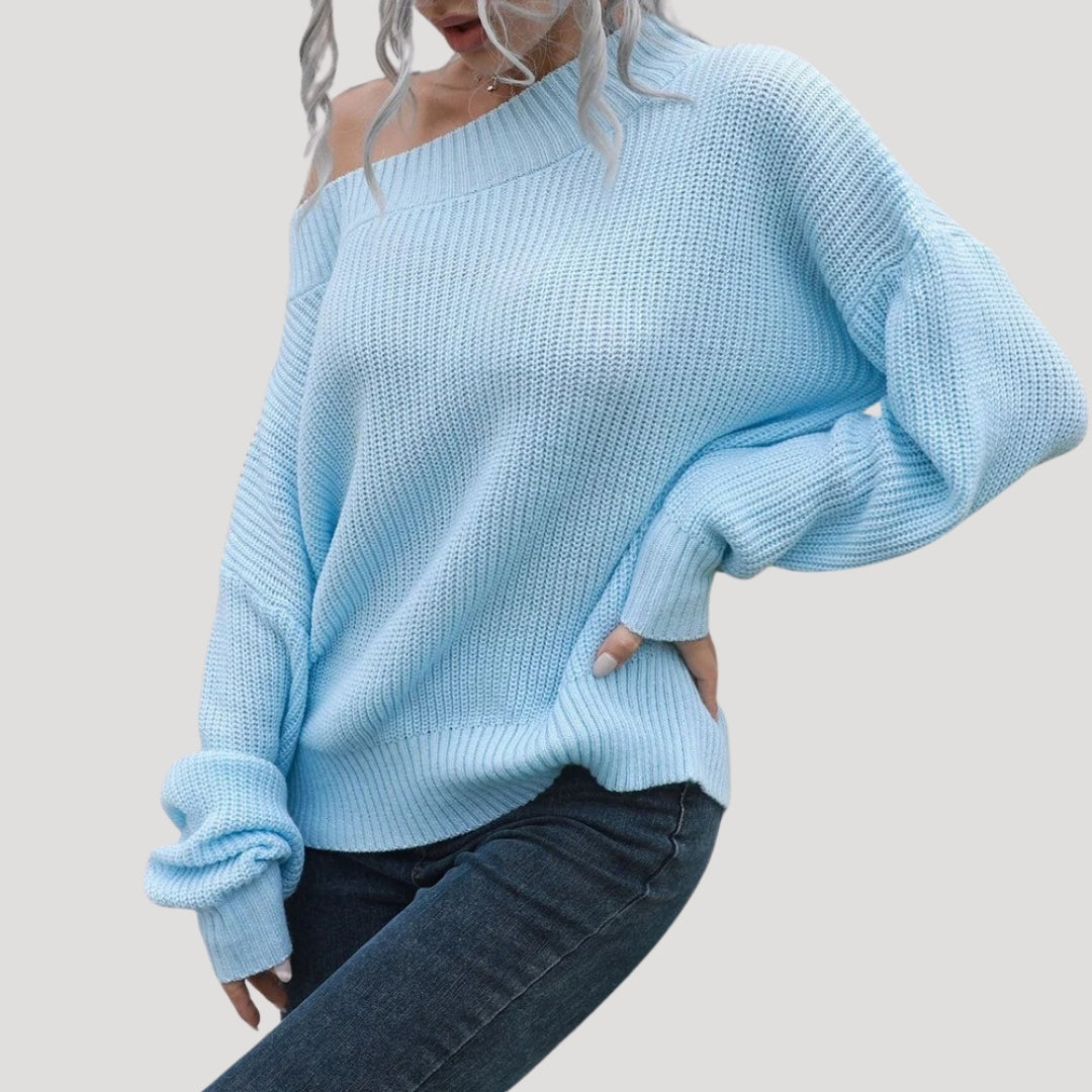 Women’s off shoulder oversized knit sweater for casual wear