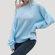 Women’s off shoulder oversized knit sweater for casual wear