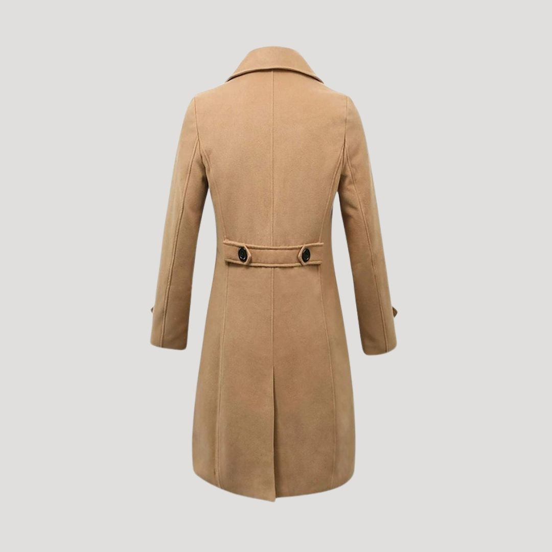 Men’s wool blend double breasted long winter coat