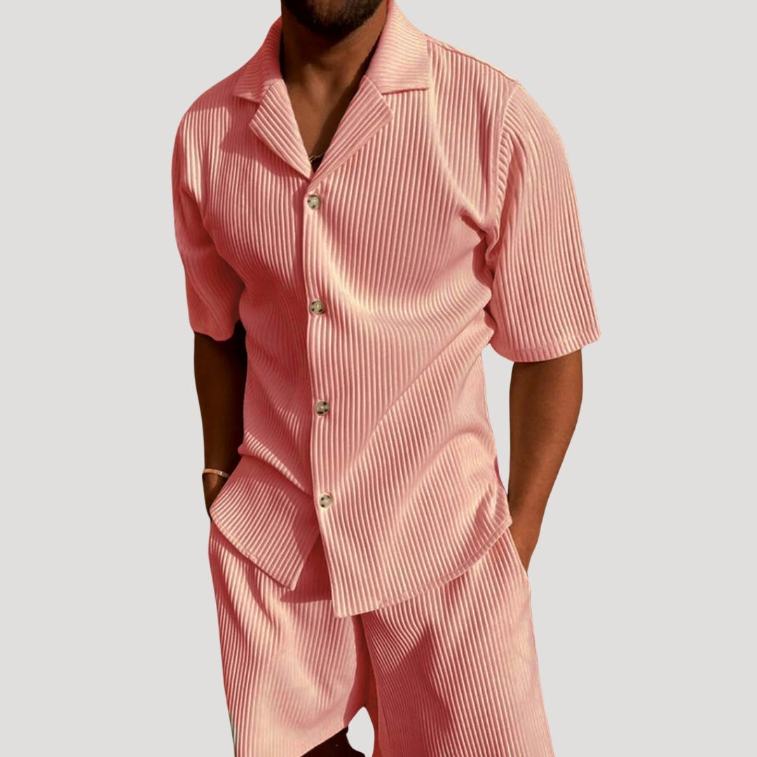 Men's summer co ord set – short sleeve zip polo and shorts