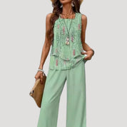 Women’s co ord set wide leg linen trousers
