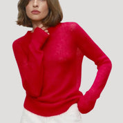 Women's soft sheer wool knit crewneck jumper