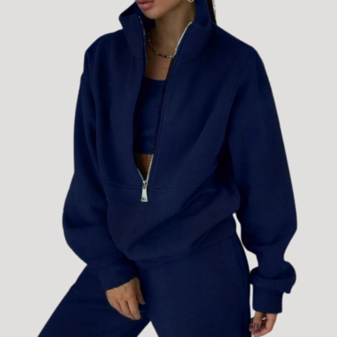 Women’s half zip fleece winter zip up sweatshirt set