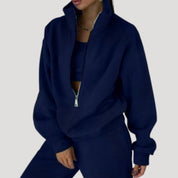 Women’s half zip fleece winter zip up sweatshirt set