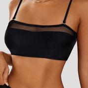 Sheer panel bikini set in black