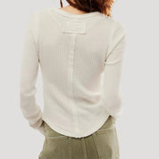 Waffle knit long-sleeve top