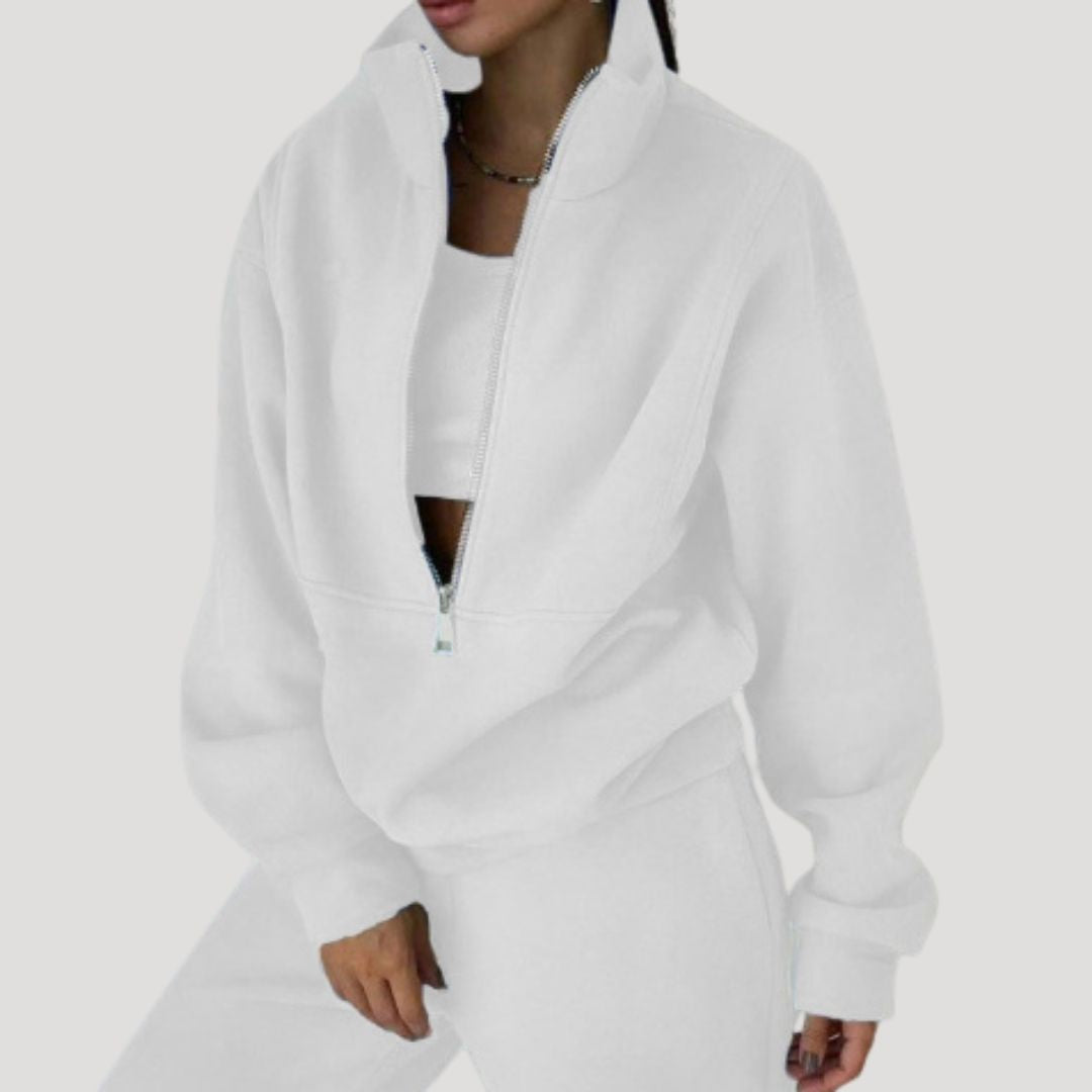 Women’s half zip fleece winter zip up sweatshirt set