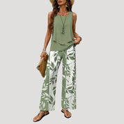 Women’s co ord set wide leg linen trousers