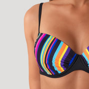 Striped push-up high-waist bikini