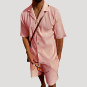Men's summer co ord set – short sleeve zip polo and shorts