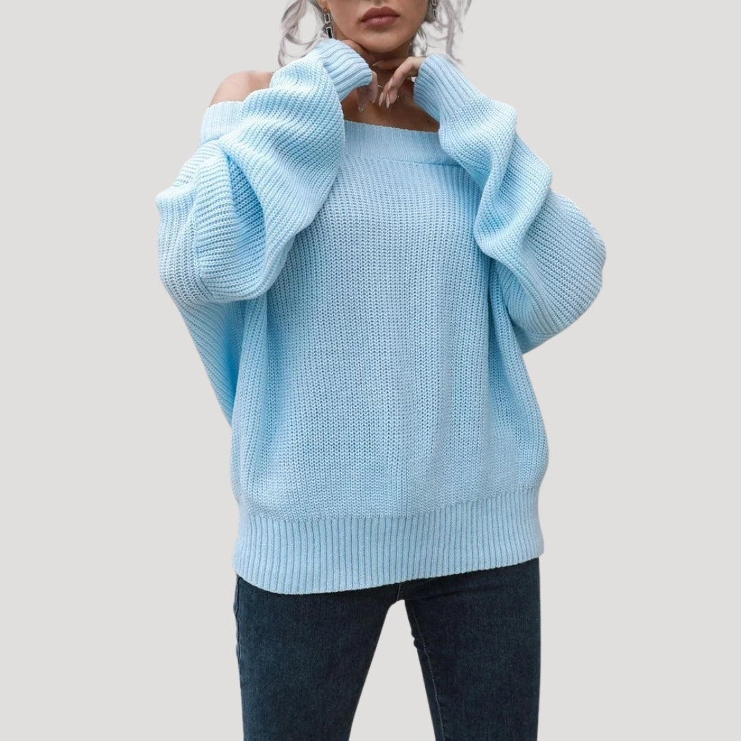 Women’s off shoulder oversized knit sweater for casual wear