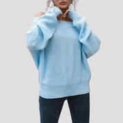 Women’s off shoulder oversized knit sweater for casual wear