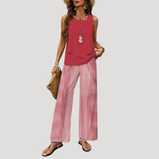 Women’s co ord set wide leg linen trousers