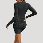 Ribbed knit bodycon long-sleeve dress