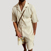 Men's summer co ord set – short sleeve zip polo and shorts