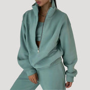 Women’s half zip fleece winter zip up sweatshirt set