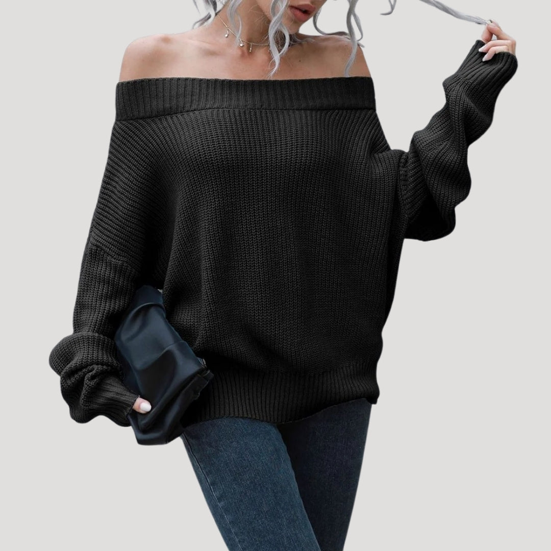 Women’s off shoulder oversized knit sweater for casual wear