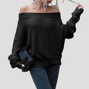 Women’s off shoulder oversized knit sweater for casual wear