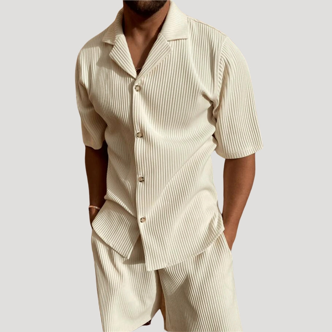 Men's summer co ord set – short sleeve zip polo and shorts