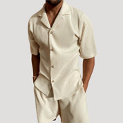 Men's summer co ord set – short sleeve zip polo and shorts