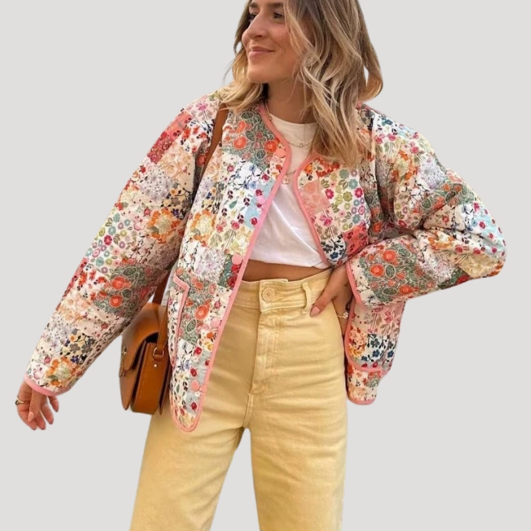 Women’s lightweight summer quilted jacket – printed boho style