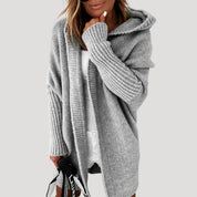 Women’s chunky knit oversized long hooded sweater