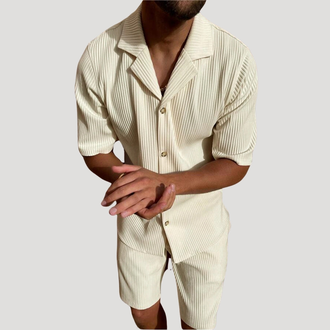 Men's summer co ord set – short sleeve zip polo and shorts