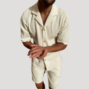 Men's summer co ord set – short sleeve zip polo and shorts