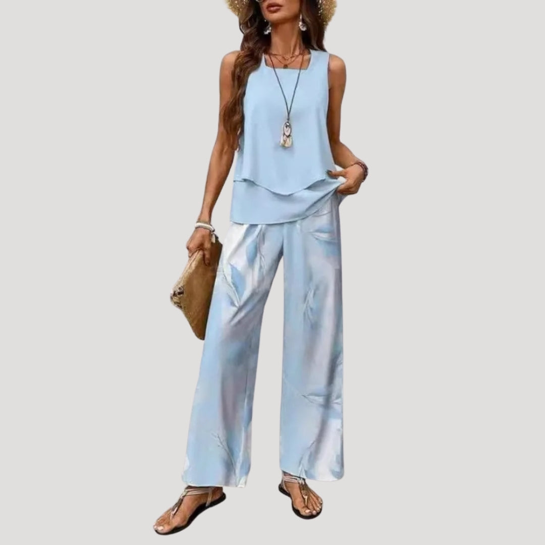 Women’s co ord set wide leg linen trousers