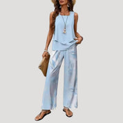 Women’s co ord set wide leg linen trousers