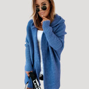 Women’s chunky knit oversized long hooded sweater