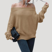 Women’s off shoulder oversized knit sweater for casual wear